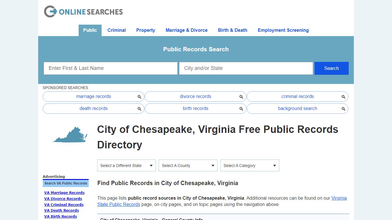 City of Chesapeake, Virginia Public Records Directory